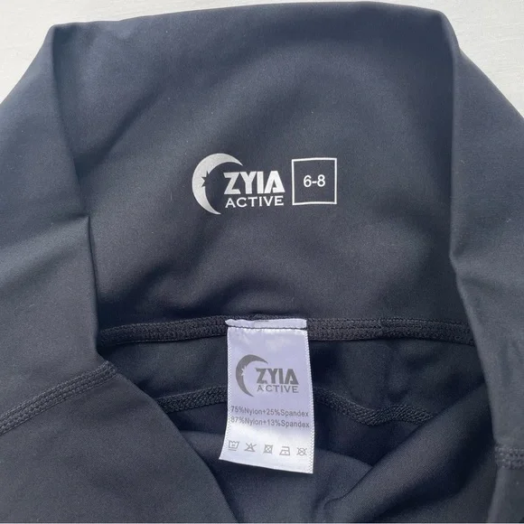 Zyia Active Brilliant Hi-Rise Leopard Side Panel Crop Leggings Sz 6-8 Black 20” - Picture 6 of 7